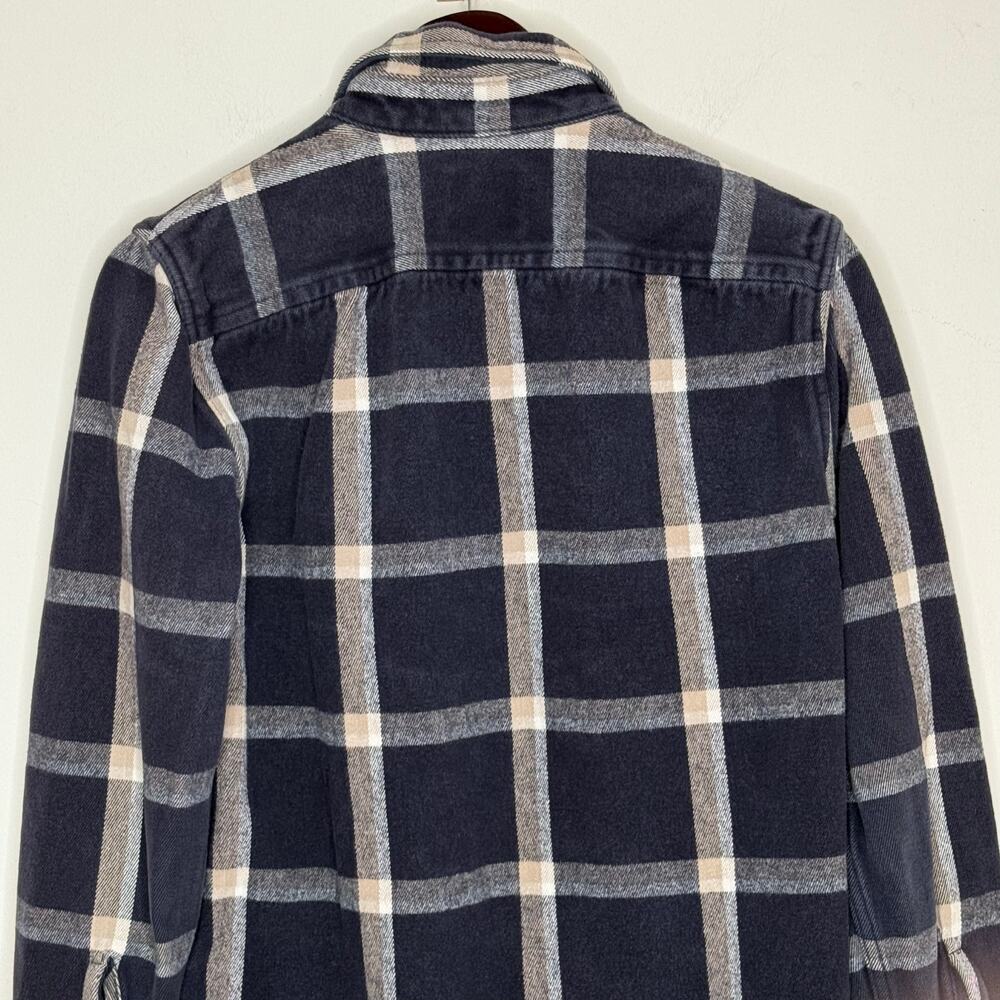 Abercrombie & Fitch Plaid Flannel Shirt Jacket Navy Cotton Sz Small Grunge Cozy - Picture 8 of 11